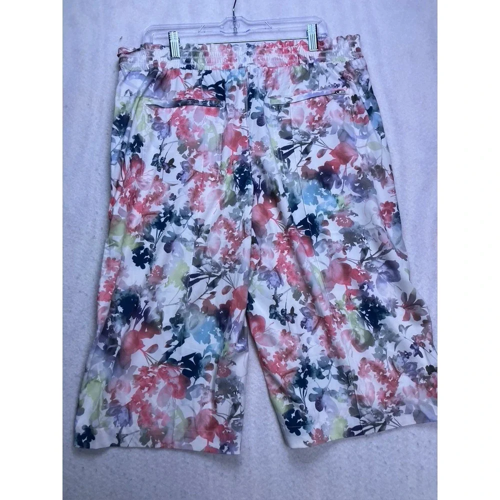 Athleta Savannah Bermuda Short Women XL Floral Print‎ Elastic Waist 798603